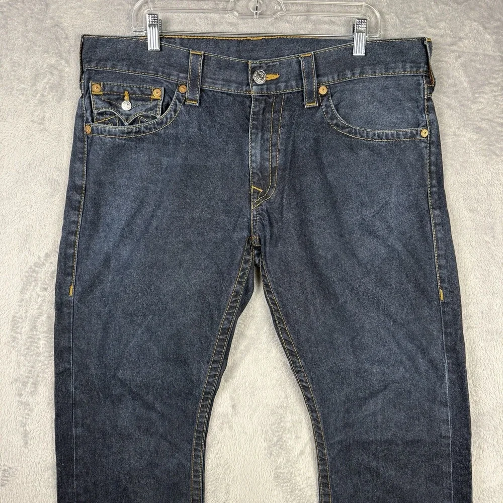 True Religion Men's Straight Blue Jeans 36x29 Pocket Flaps NWOT